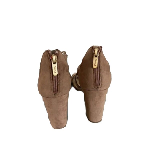 Circus by Sam Edelman Emelia Strappy Lace-up Heeled Sandals 9.5 Tan Faux Suede - Picture 4 of 8